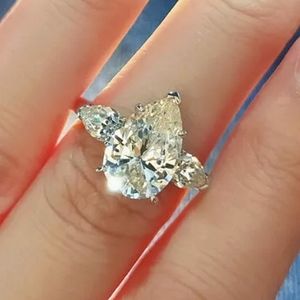 White Saphire Antique Engagement Wedding Ring Pear birthday